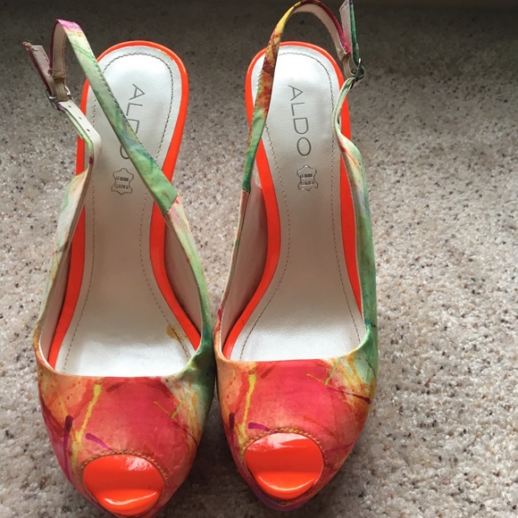 Aldo Beautiful Peep Toe Pumps Size 38 - Picture 4 of 6